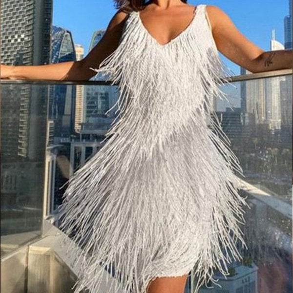 Vestido de fiesta con flecos para Mujer