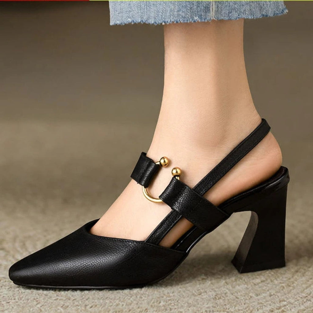 Zapatos de Tacón Grueso con Punta para Mujer