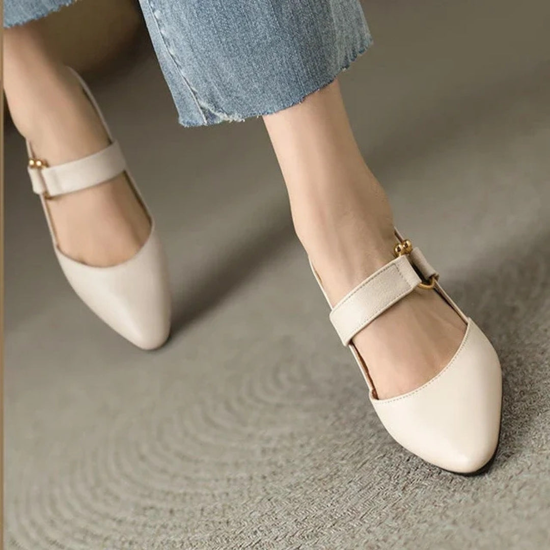 Zapatos de Tacón Grueso con Punta para Mujer