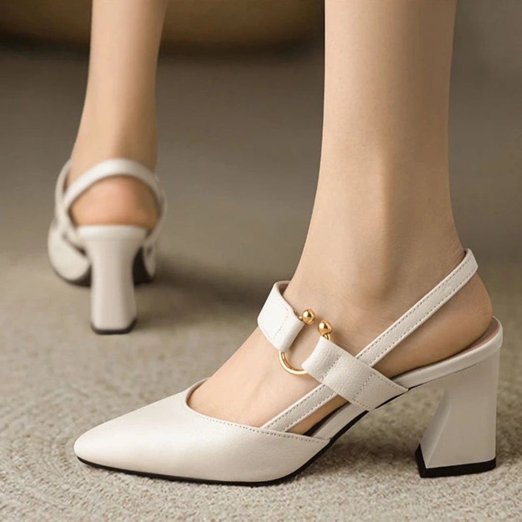 Zapatos de Tacón Grueso con Punta para Mujer