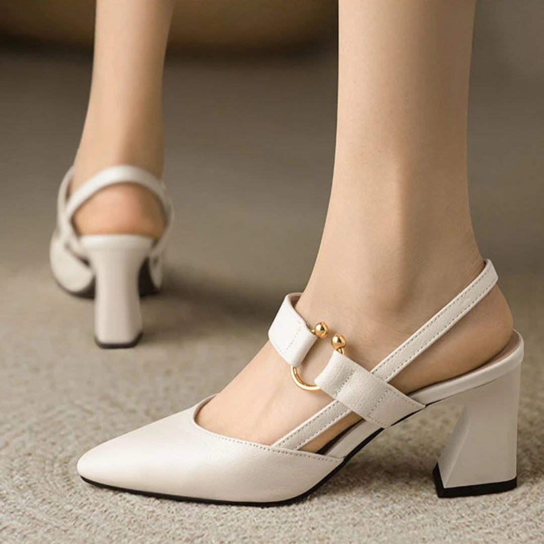 Zapatos de Tacón Grueso con Punta para Mujer
