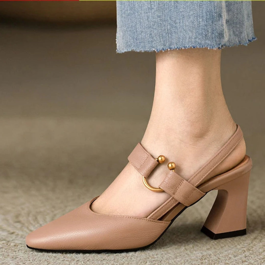 Zapatos de Tacón Grueso con Punta para Mujer