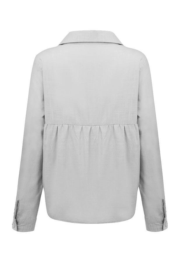 Casual Long Sleeve Linen Blend Shirt for Women