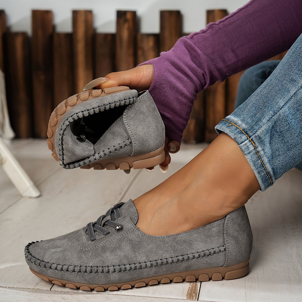 Mocasines de Punta Redonda y Tacón Bajo para Mujer