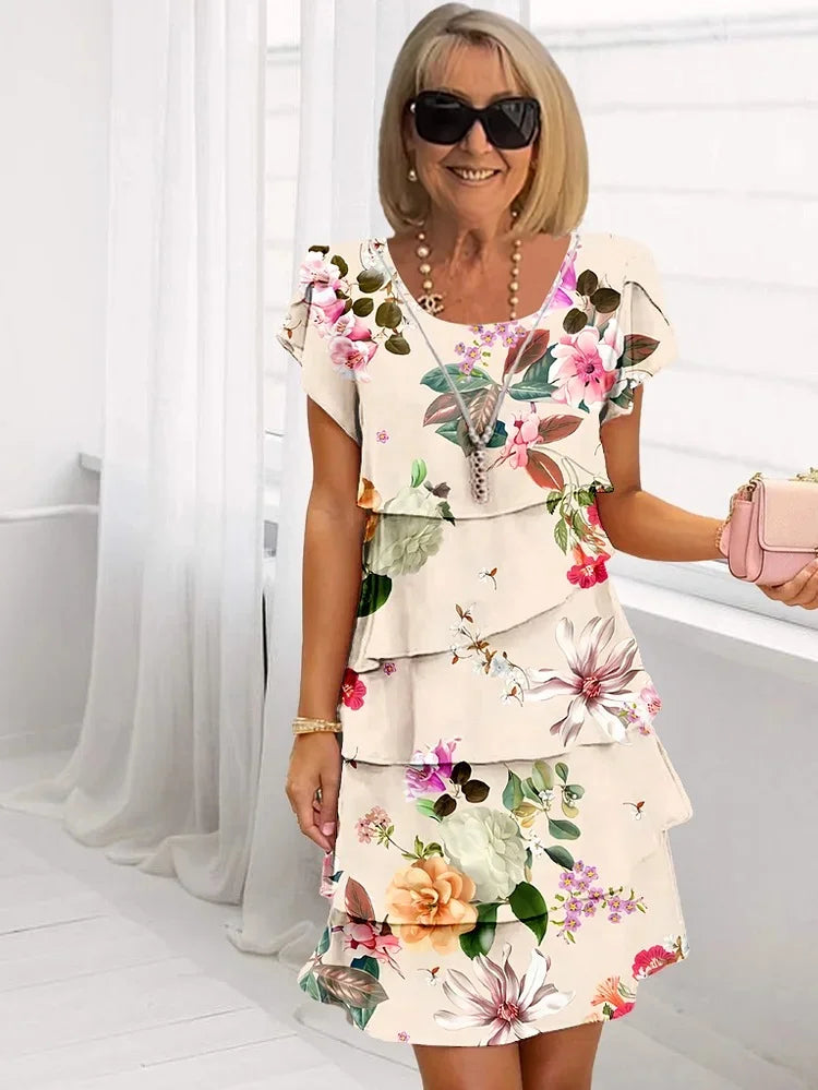 Vestido Plisado con Estampado Floral para Mujer