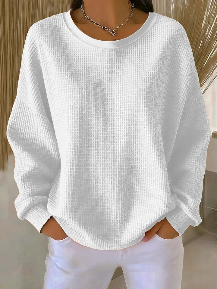 Oversized Waffle Knit Sweater for Women