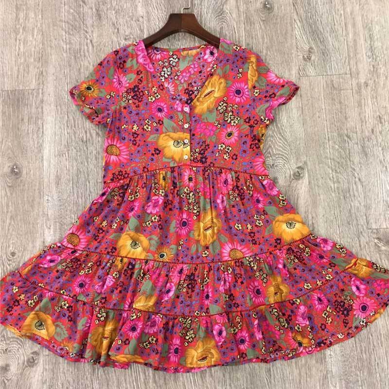 Vestido Mini Estampado Floral Boho para Mujer