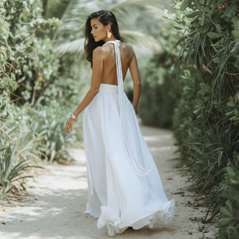 Vestido Maxi con Escote en V para Mujer