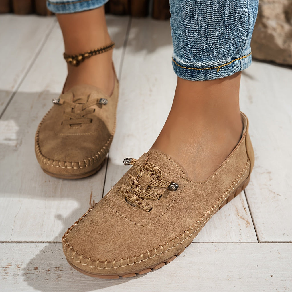 Mocasines de Punta Redonda y Tacón Bajo para Mujer