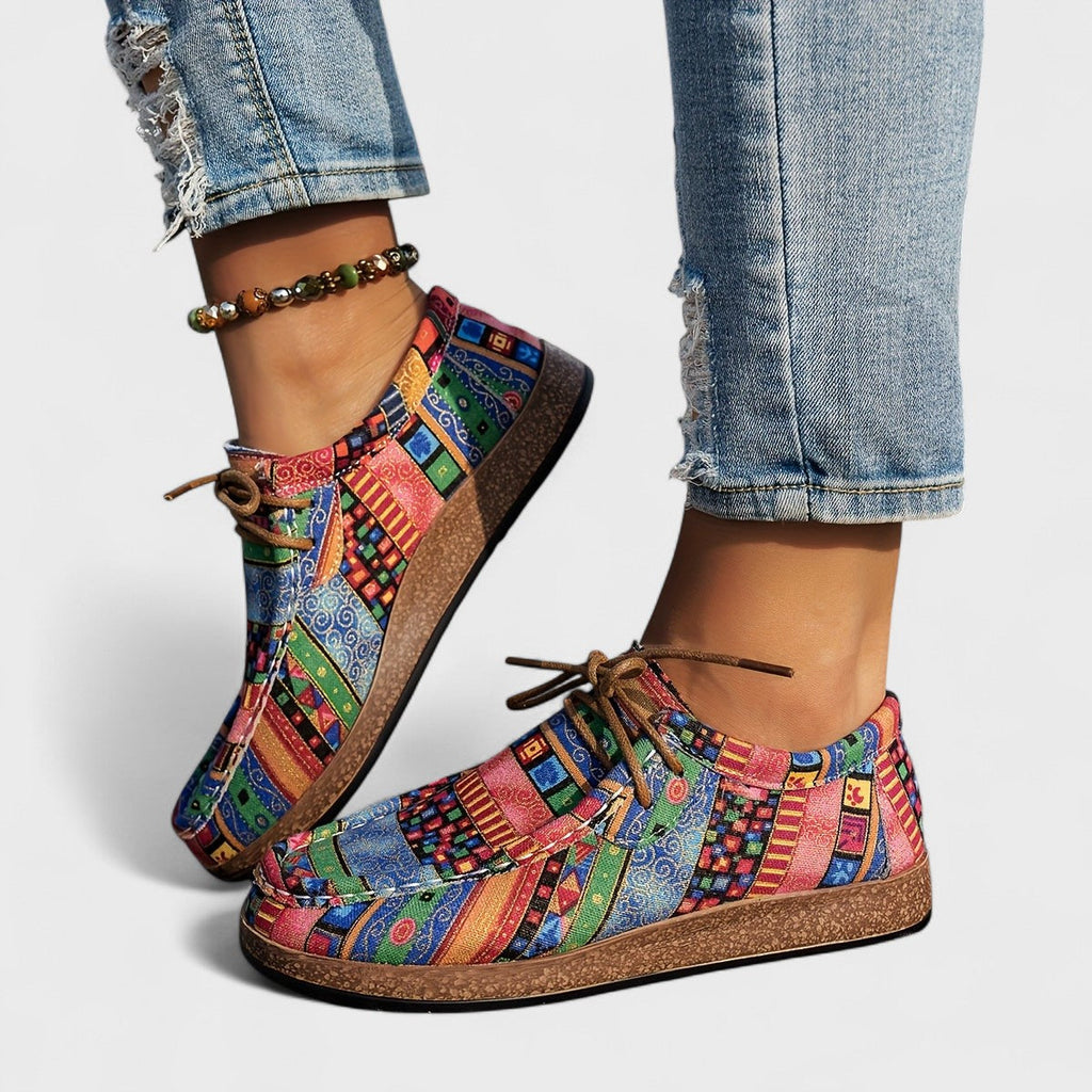 Zapatos Bajos con Cordones de Estilo Étnico para Mujer