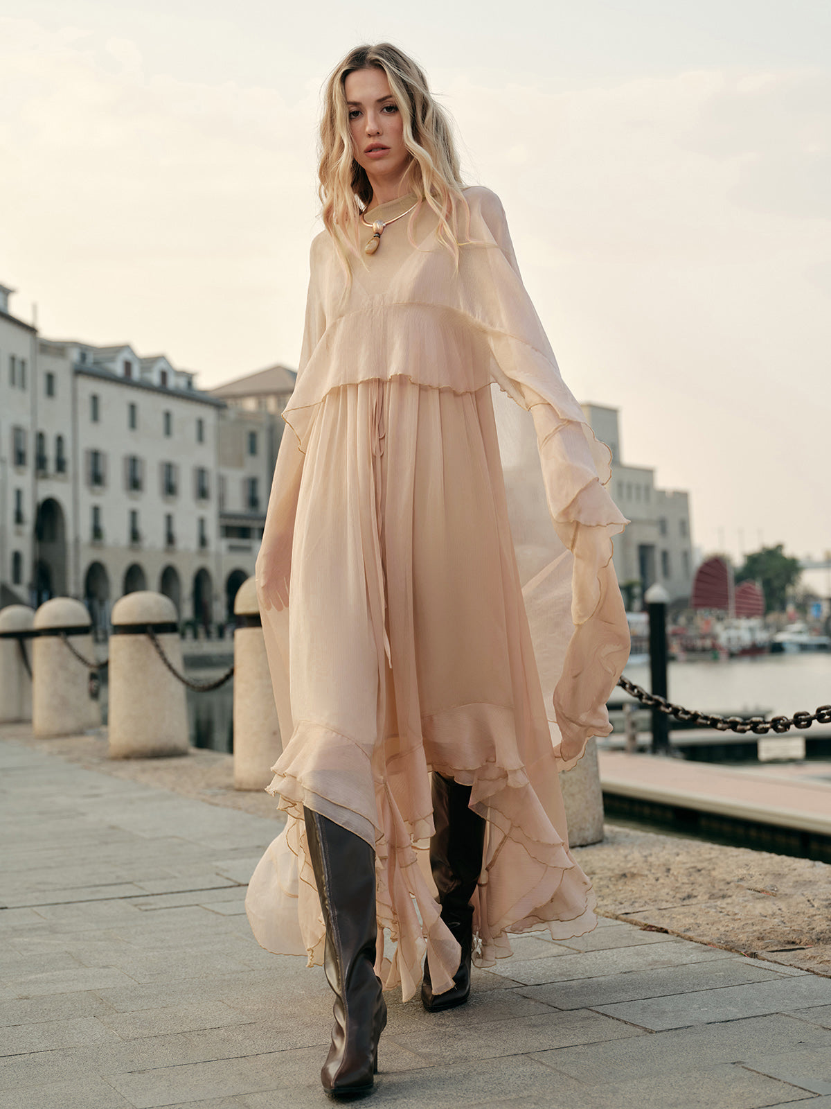 Layered Chiffon Dress for Women