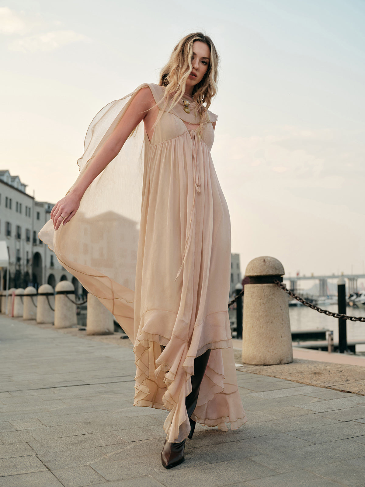 Layered Chiffon Dress for Women