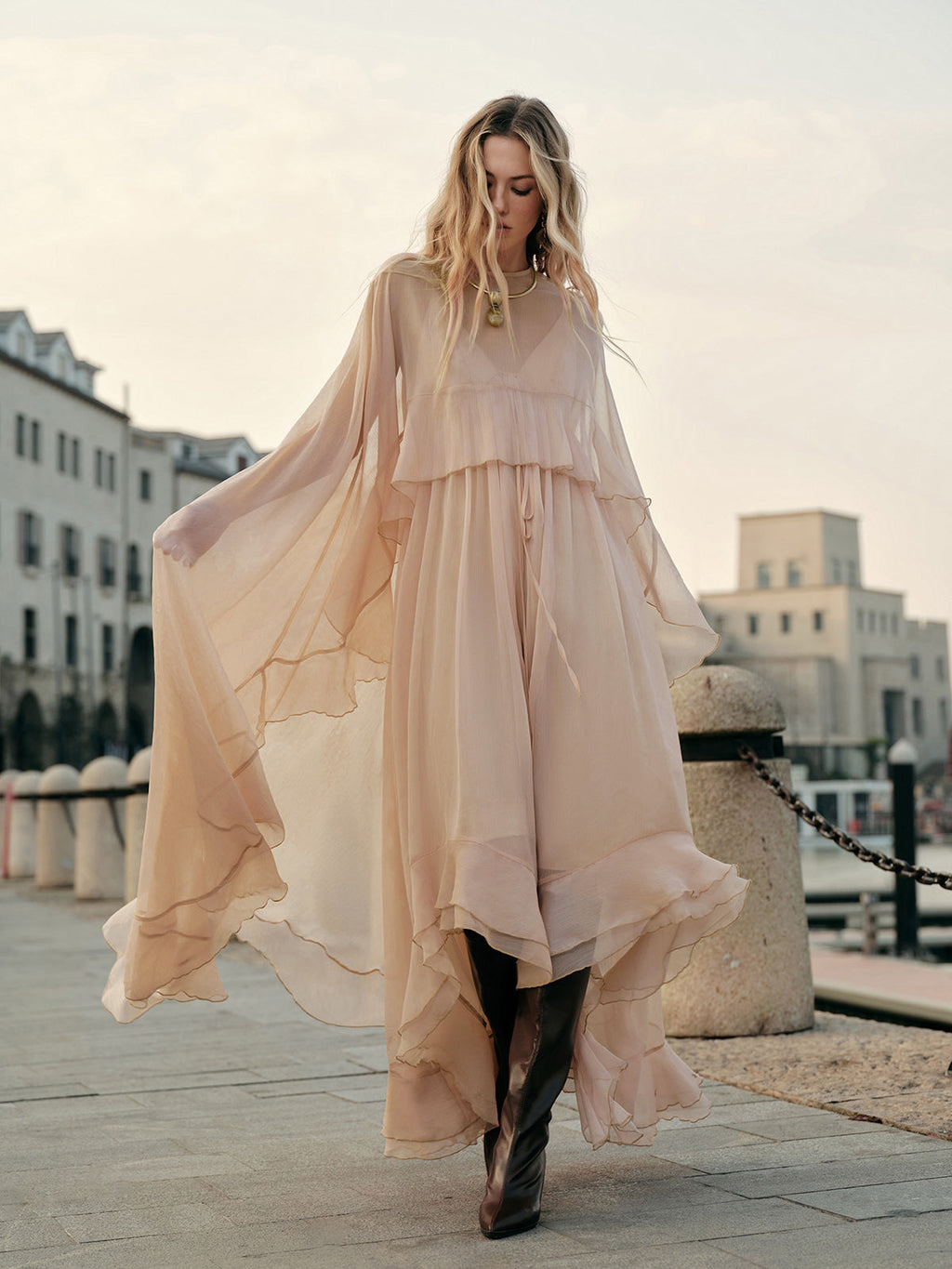 Layered Chiffon Dress for Women