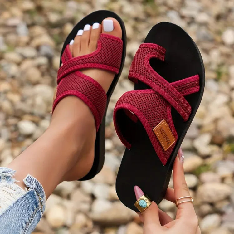 Sandalias Planas de Tela con Tiras Cruzadas para Mujer
