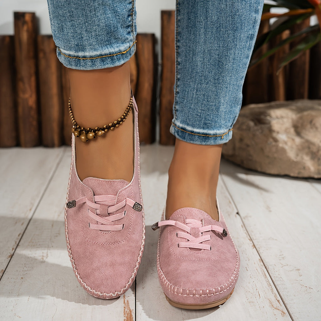 Mocasines de Punta Redonda y Tacón Bajo para Mujer