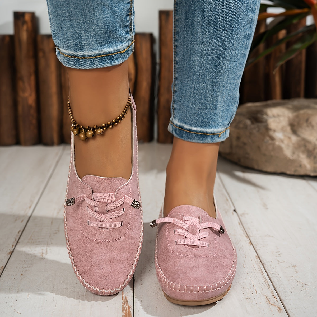 Mocasines de Punta Redonda y Tacón Bajo para Mujer