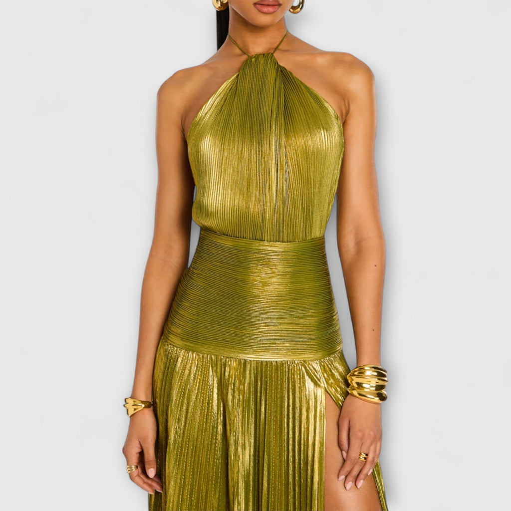 Vestido Largo Metálico de Noche para Mujer