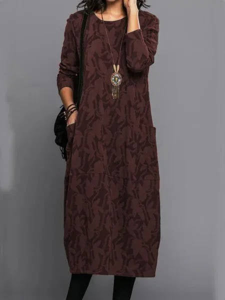 Vestido Midi de Manga Larga para Mujer