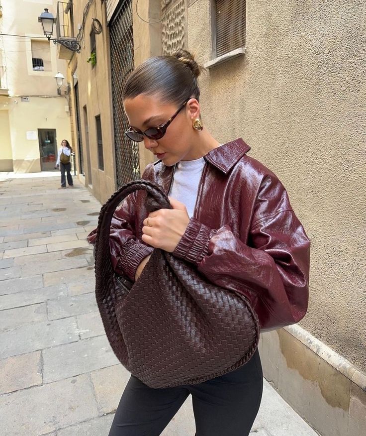 Bolso Medio con Apariencia Tejida para Mujer