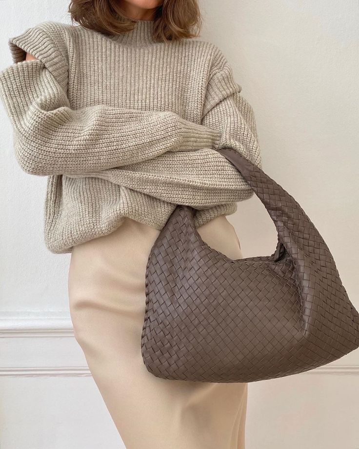 Bolso Medio con Apariencia Tejida para Mujer