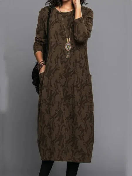Midi Dress with Floral Pattern for Women