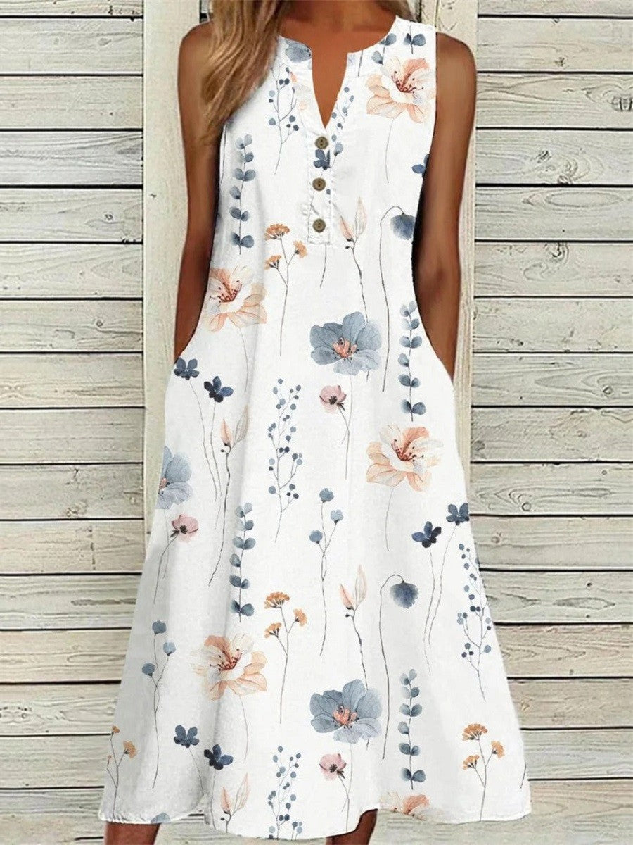 Casual Floral Print Midi Dress for Women