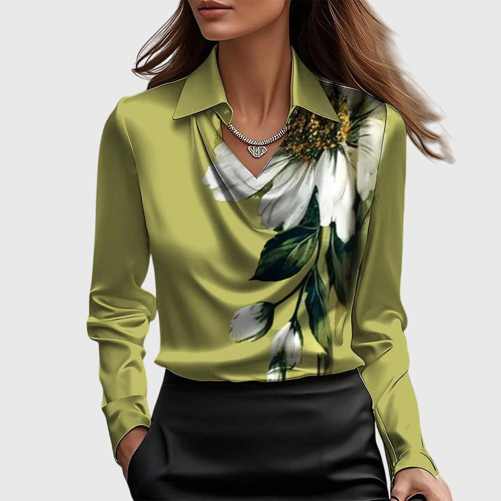Camisa Satinada de Manga Larga para Mujeres
