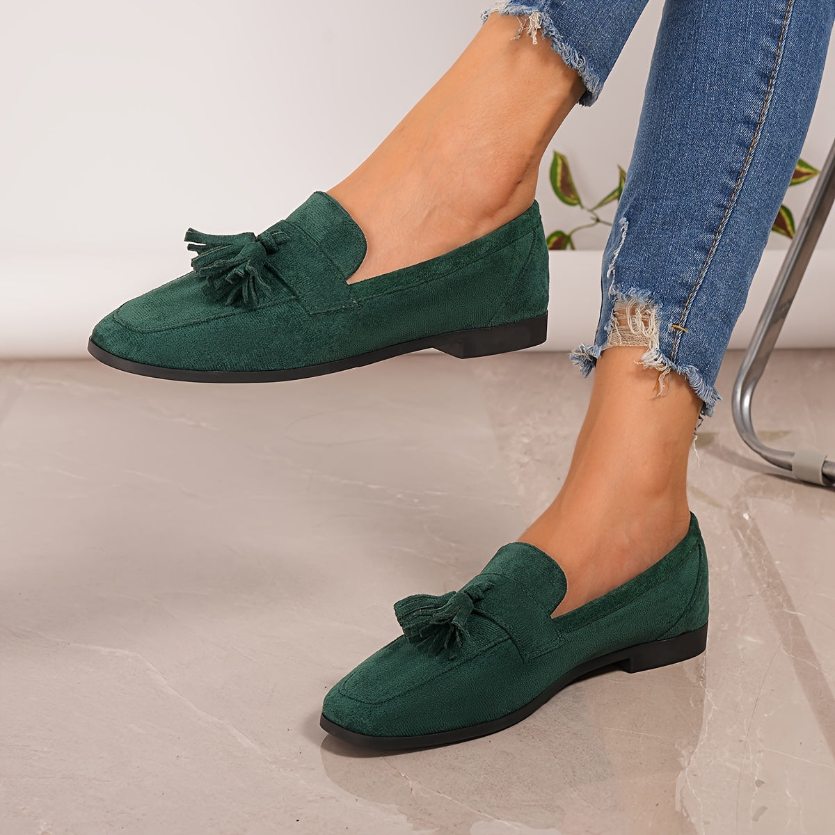 Mocasines de Suela Baja con Borlas para Mujer