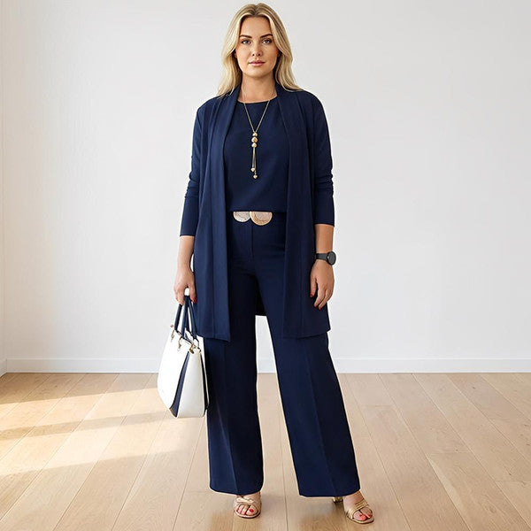 Traje de Tres Piezas con Veste Larga para Mujer