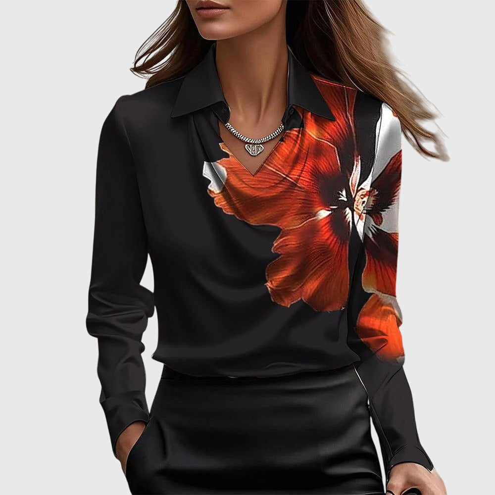 Camisa Satinada de Manga Larga para Mujeres