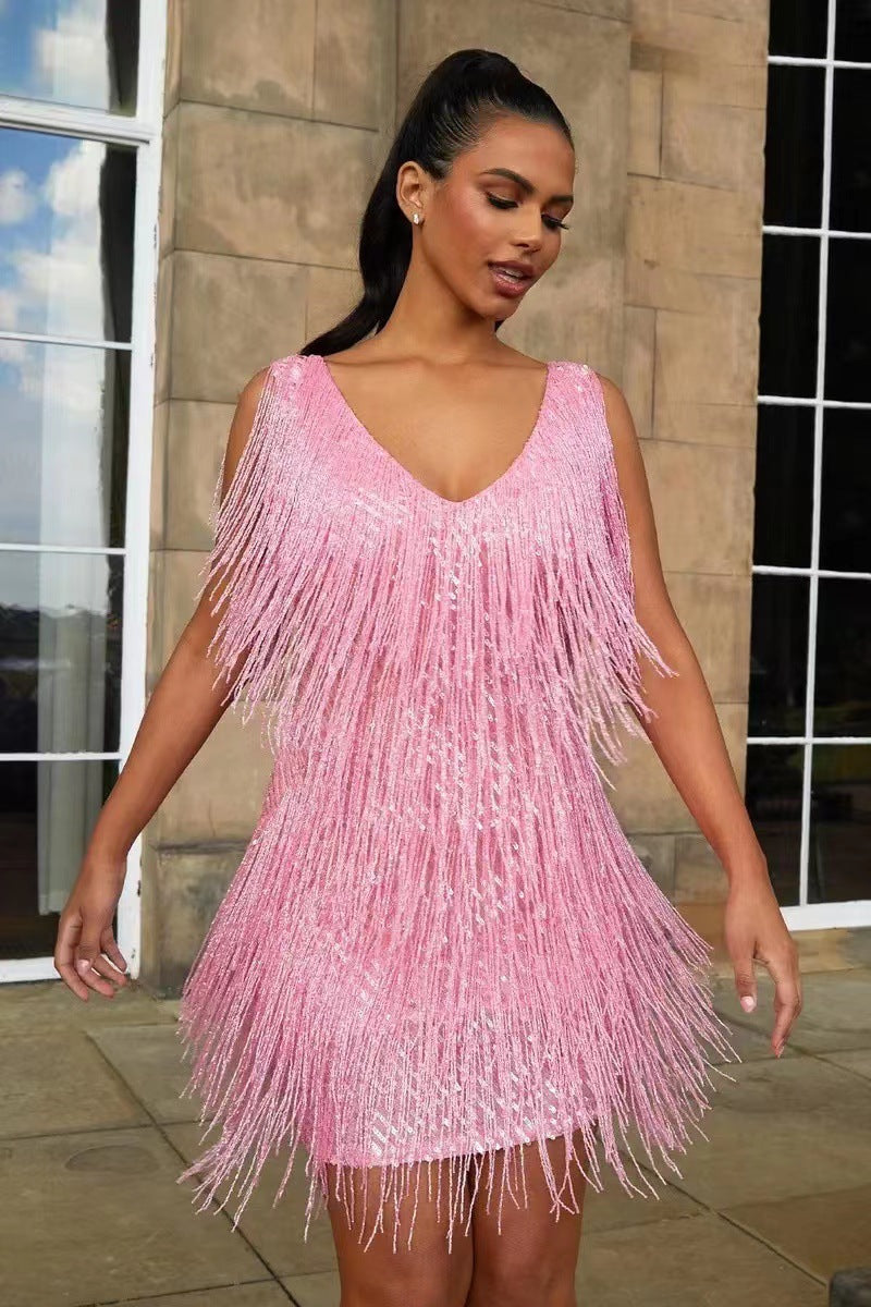 Vestido de fiesta con flecos para Mujer