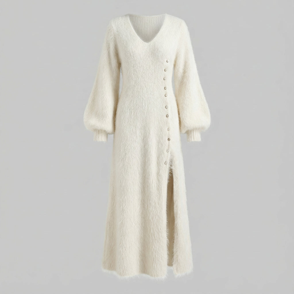 V Neck Maxi Sweater Dress for Women