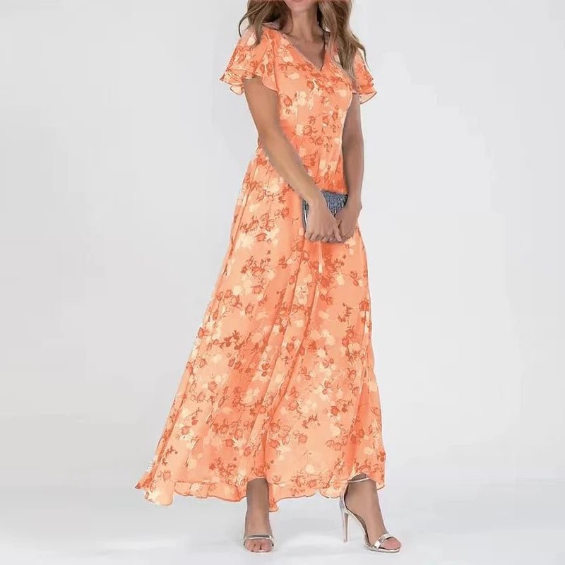 Vestido Maxi de Chifón con Estampado Floral para Mujer