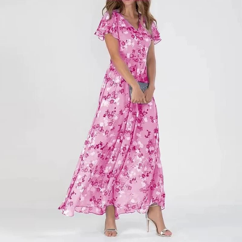 Vestido Maxi de Chiffon con Estampado Floral para Mujer