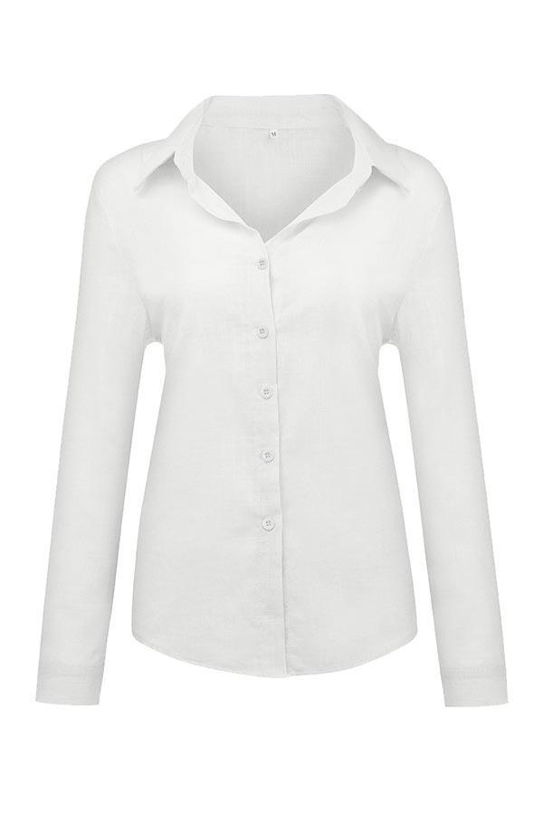 Casual Long Sleeve Linen Blend Shirt for Women