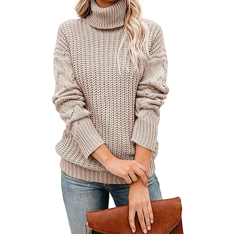 Chunky Knit Turtleneck Sweater for Women