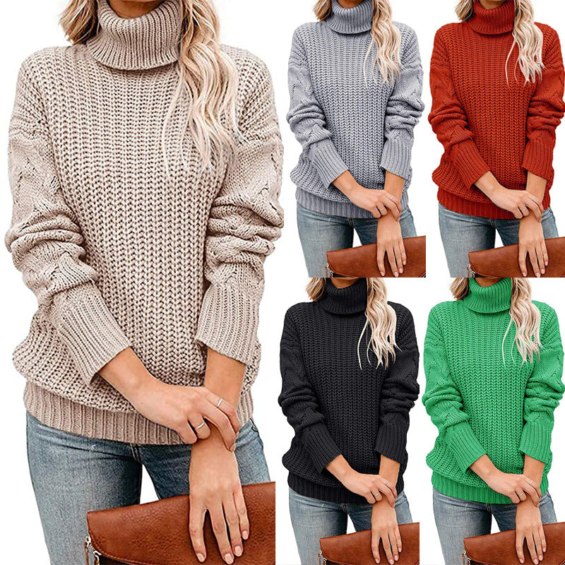 Chunky Knit Turtleneck Sweater for Women
