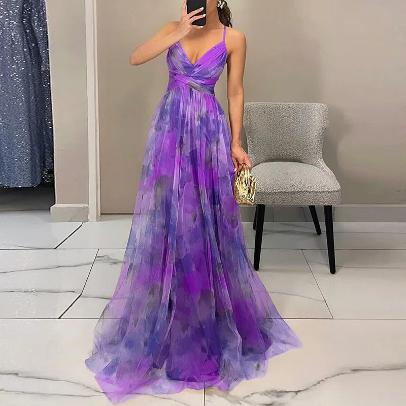 Floral Pleated Maxi Dress for Women