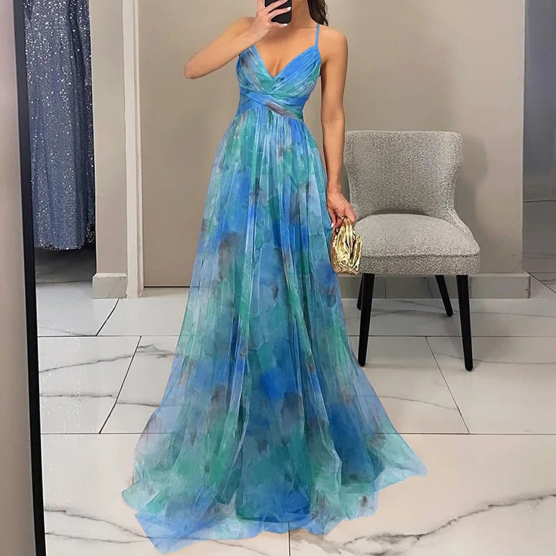 Floral Pleated Maxi Dress for Women