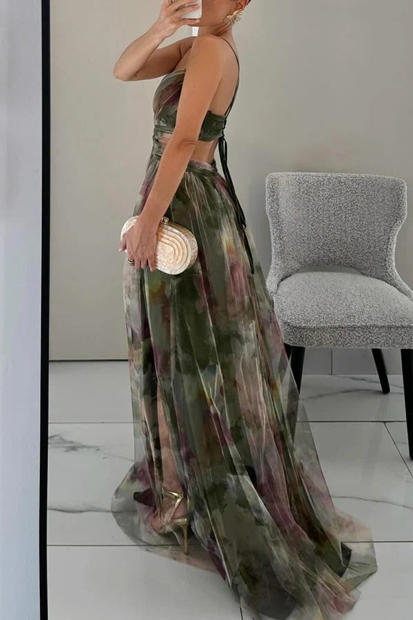 Floral Pleated Maxi Dress for Women