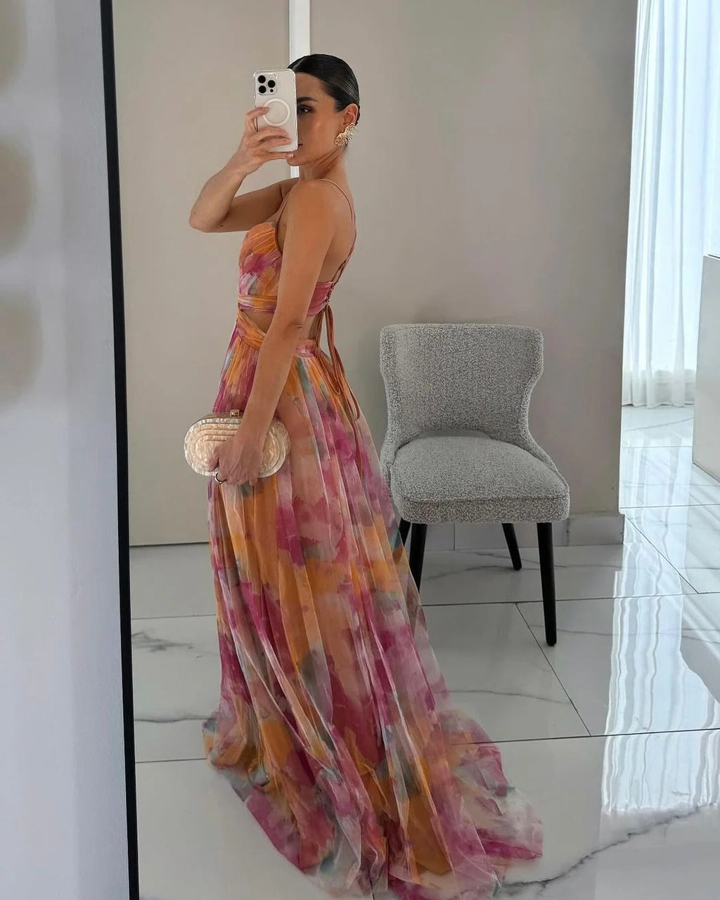 Floral Pleated Maxi Dress for Women