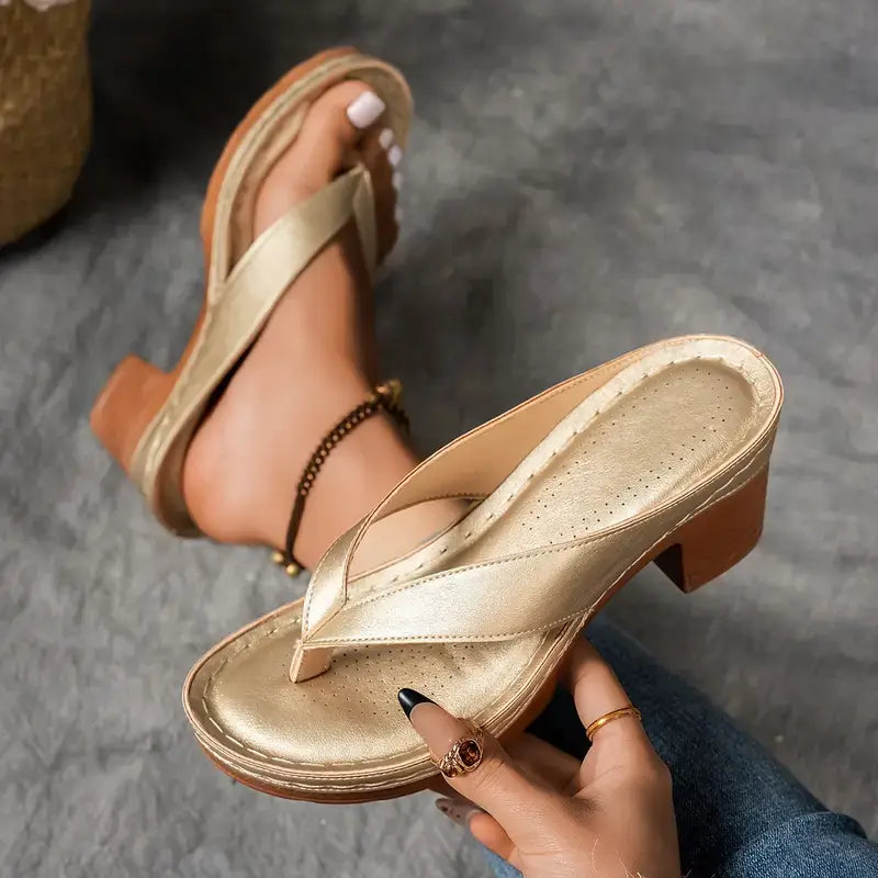 Sandalias con Tacón Grueso y Diseño Herringbone para Mujer