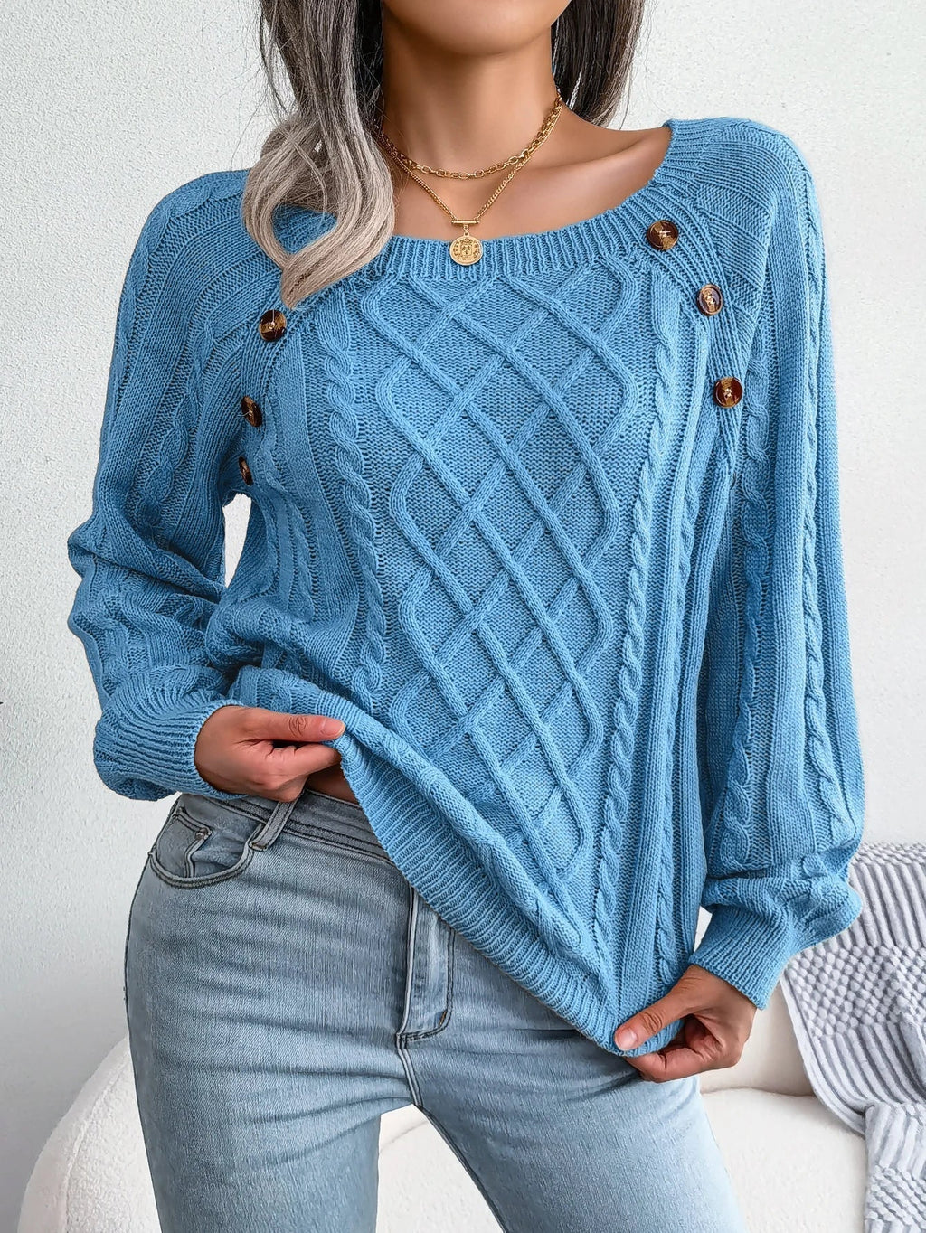 Oversized Cable Knit Sweater for Women