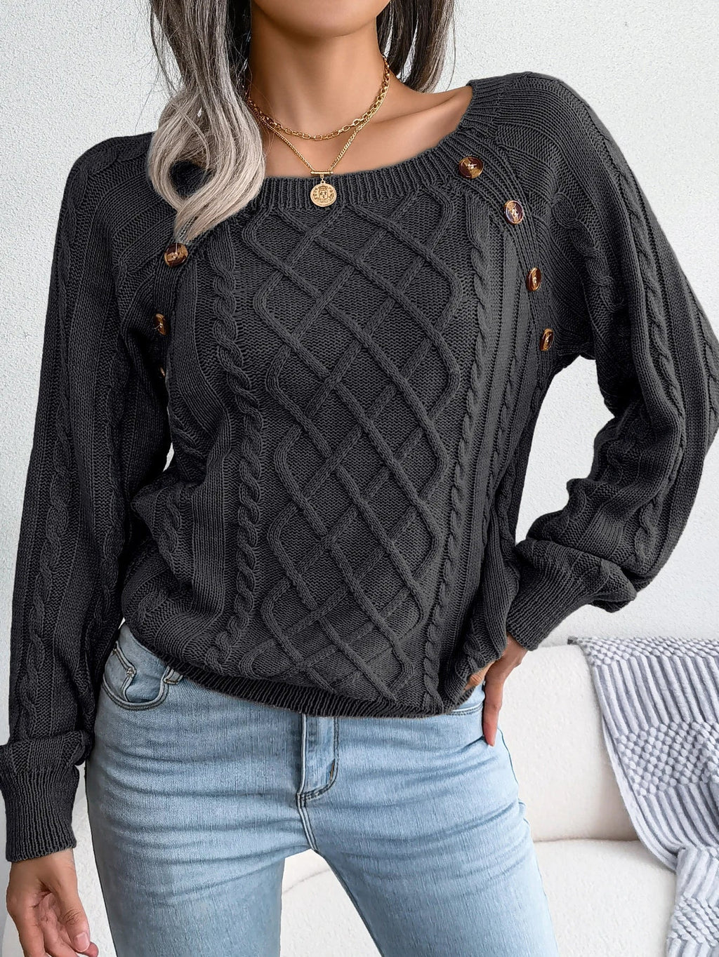 Oversized Cable Knit Sweater for Women