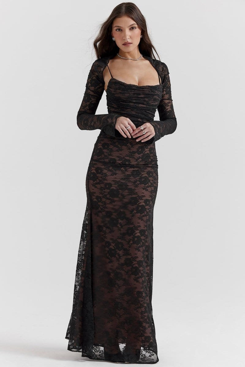 Vestido Largo de Encaje para Mujeres