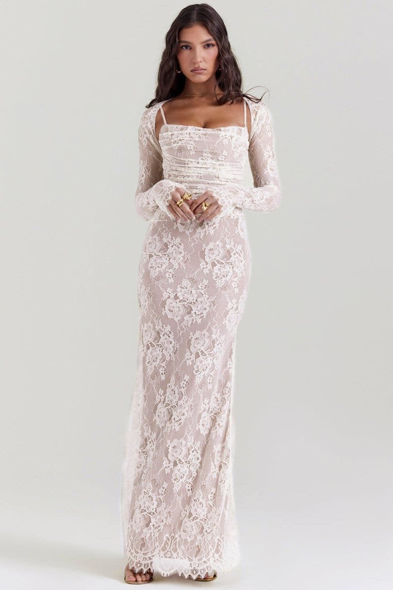 Vestido Largo de Encaje para Mujeres