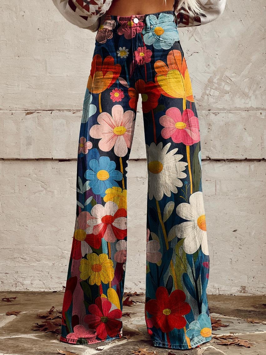 Pantalón Ancho con Estampado Floral para Mujer