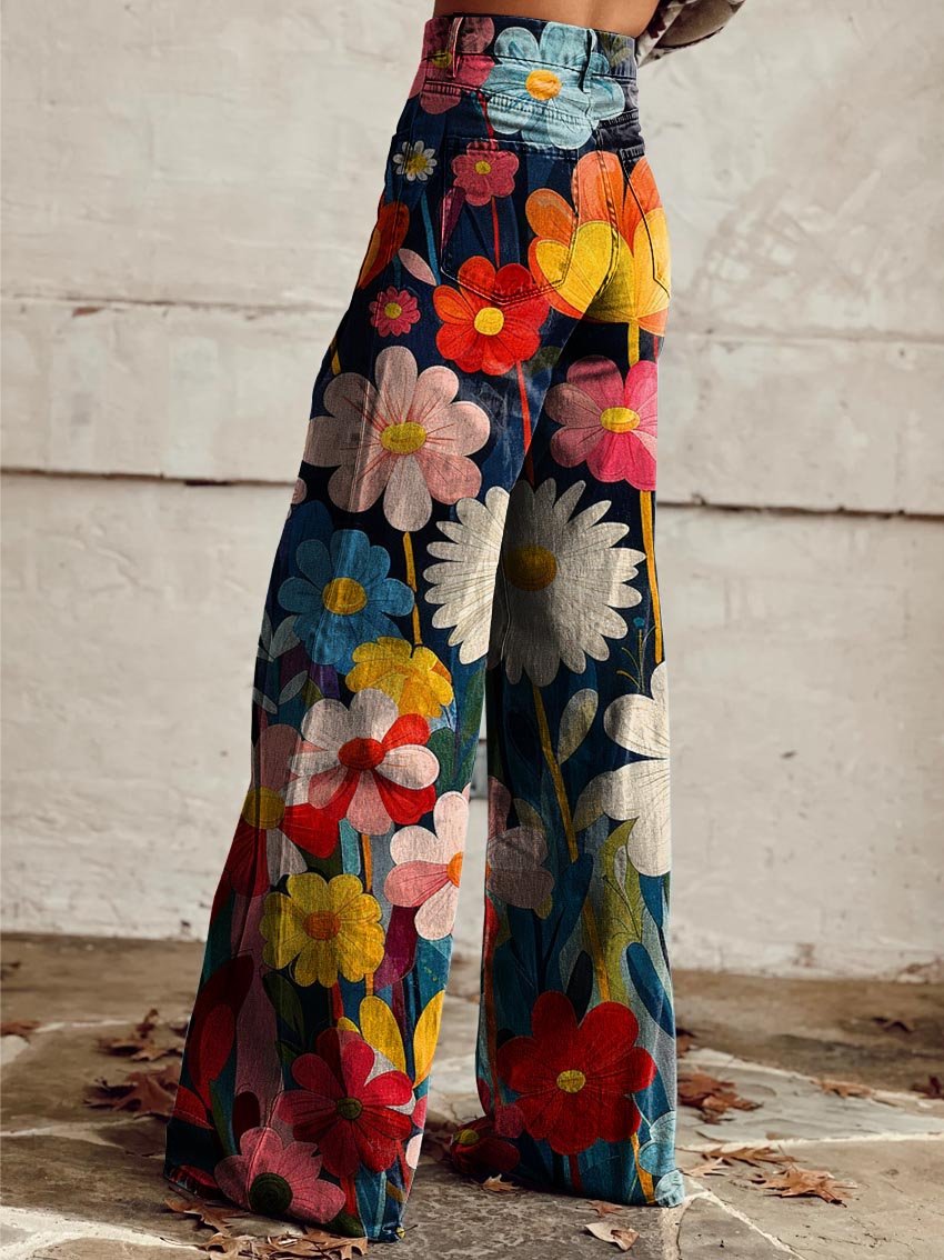 Pantalón Ancho con Estampado Floral para Mujer