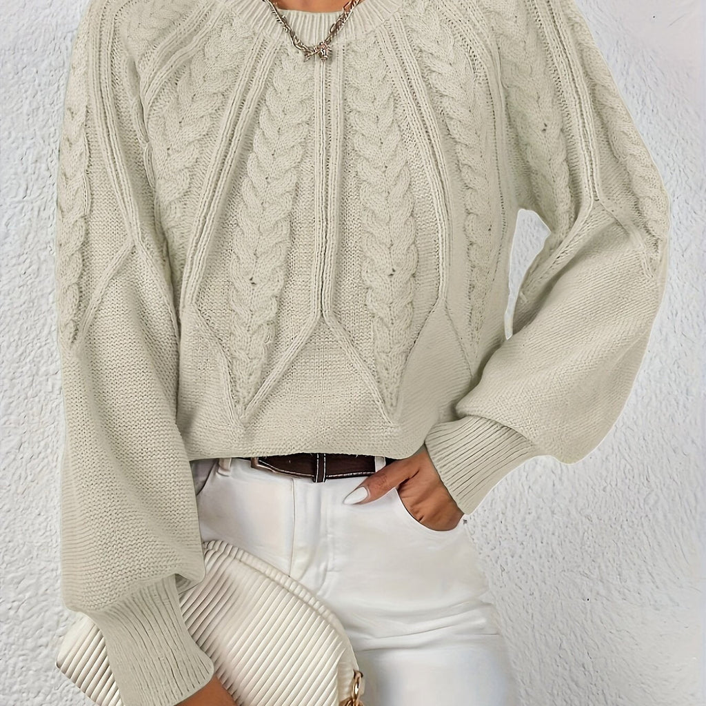 Cropped Cable Knit Sweater for Women