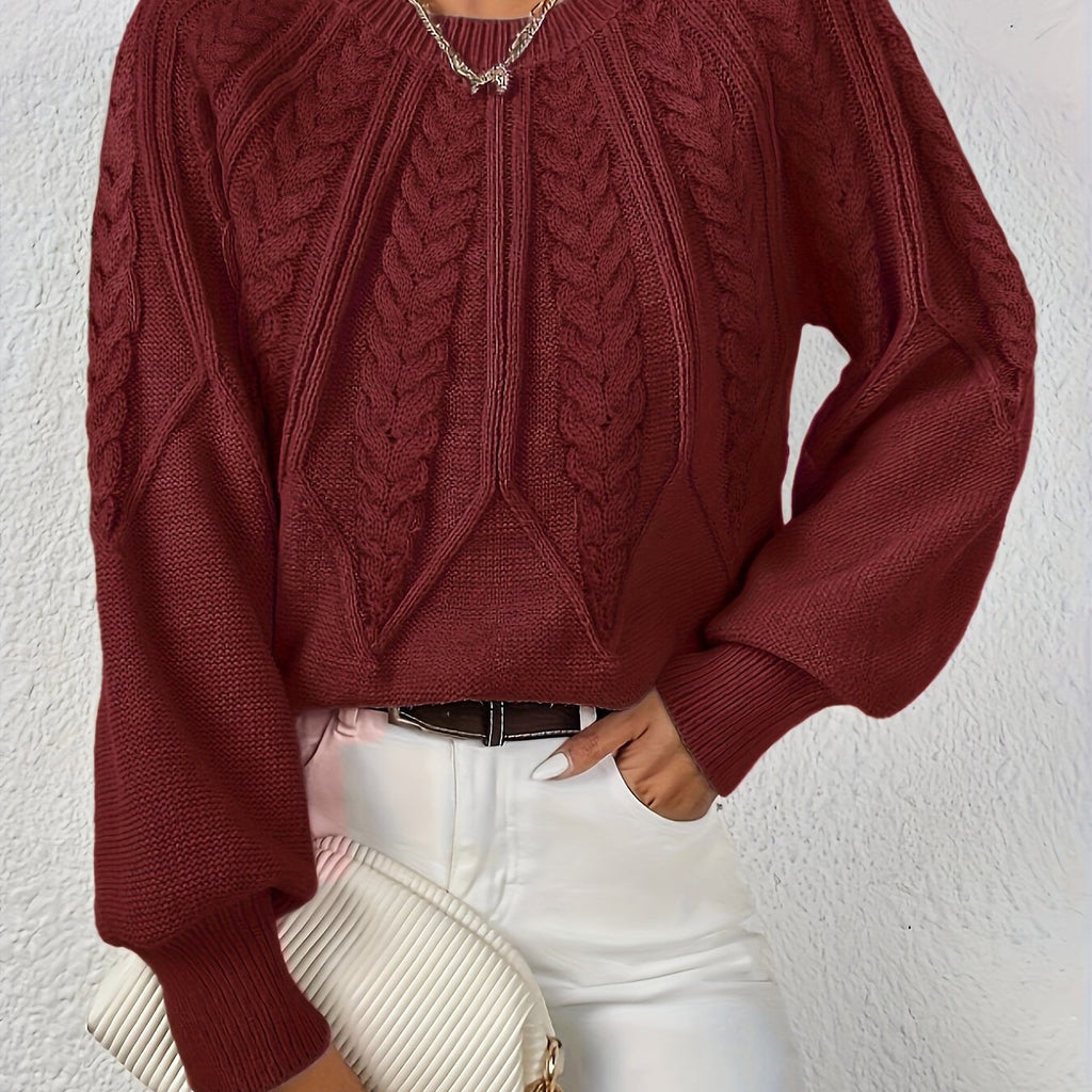 Cropped Cable Knit Sweater for Women